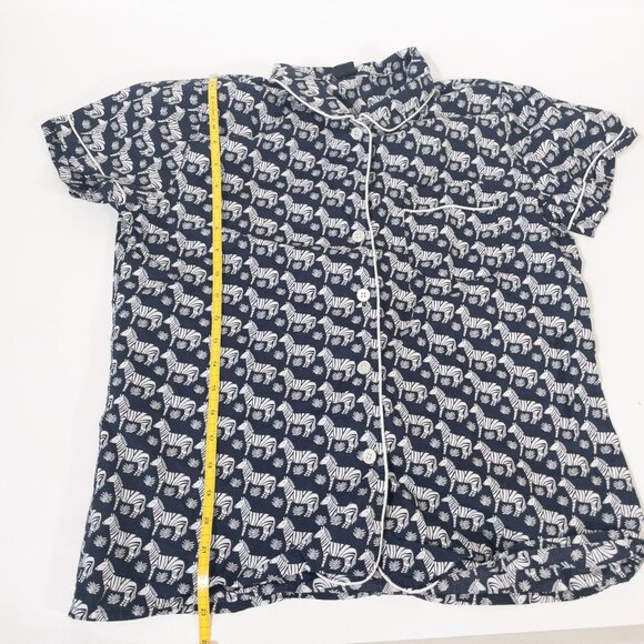 J. Crew Zebra Print Short Sleeve Button-Up Pajama Set SZ M - Picture 5 of 10